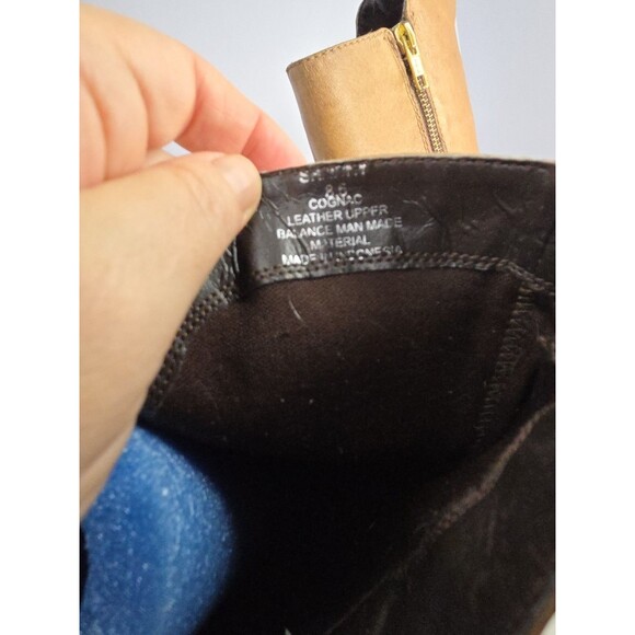 Steven Madden Light Brown Cognac Leather Riding Boots W Side Zip Sz 8.5 - Picture 11 of 14